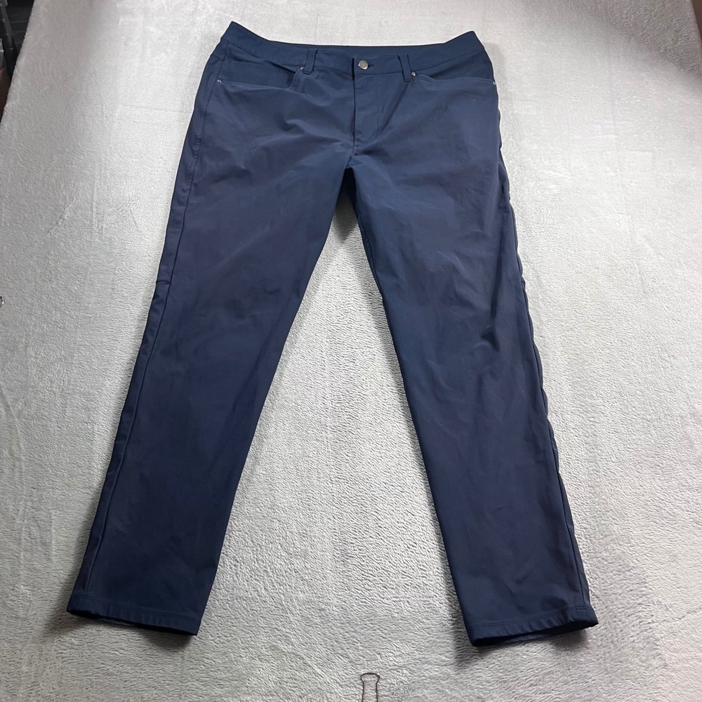 Lululemon Commission Pant Classic Navy Blue Mens Size 36 Warpstreme 5-Pocket